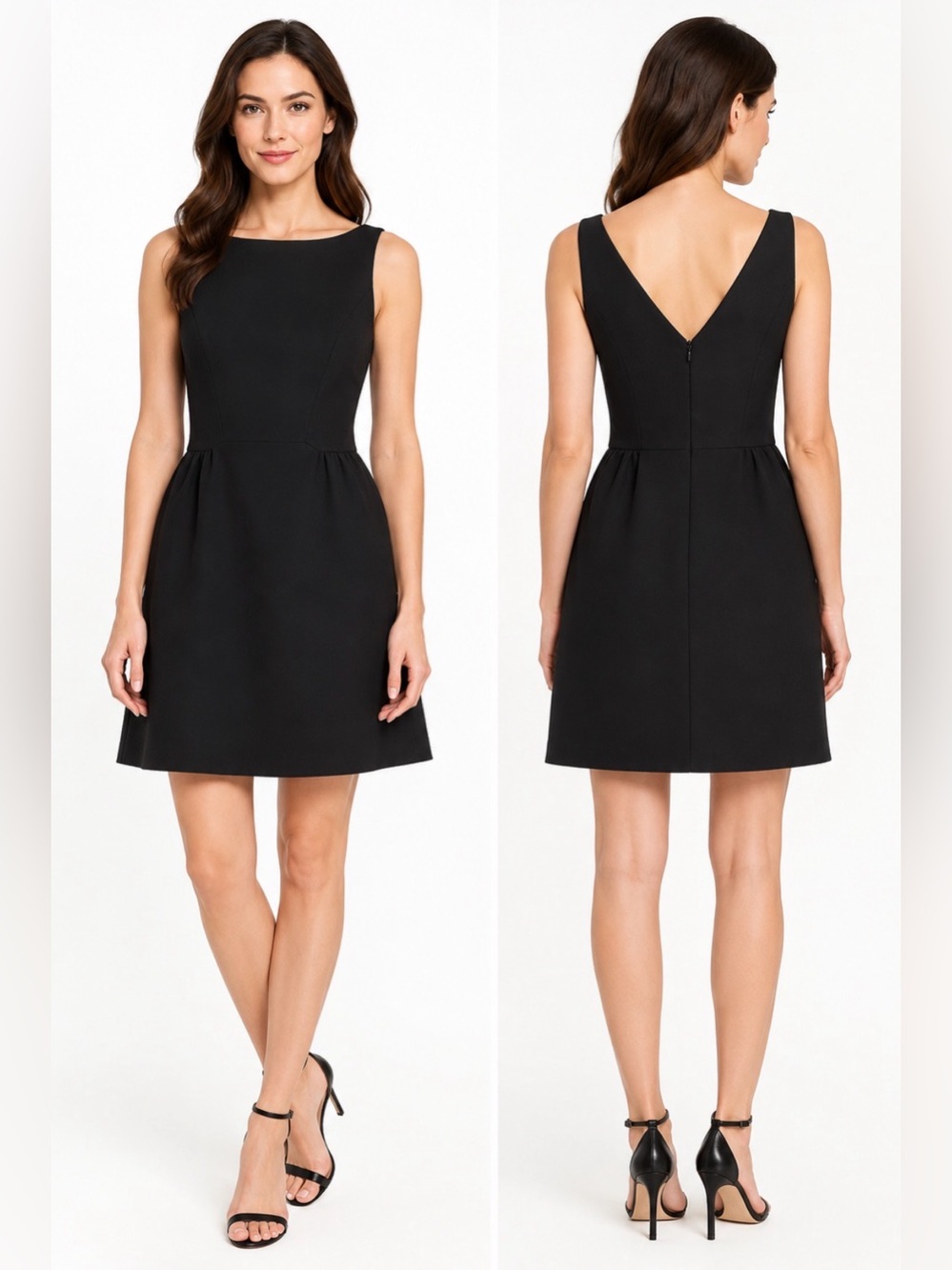 Kate Spade New York V-Back Structured Sleeveless Black Cocktail Dress Size 10